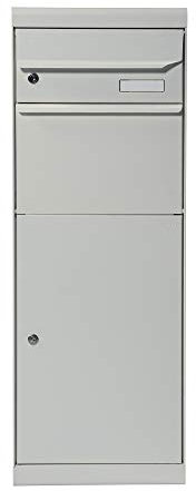 MEFA Paketbriefkasten Maple 661 (Farbe Weißaluminium, Postkasten mit Schloss, Größe 1091x402x303) 661041M