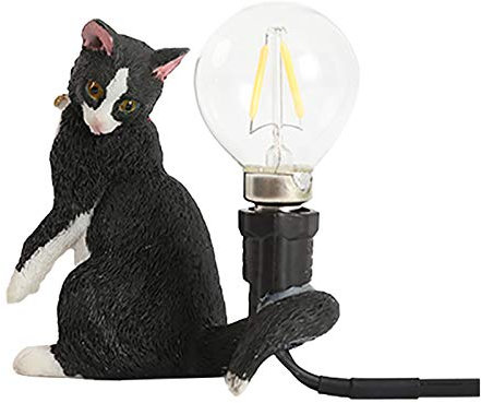 Alecony Vintage Tischlampe Schwarz, Tier LED Schreibtischlampe Katze Retro Lampe, Schreibtisch Tischleuchte Leselicht Nachttischlampe Leselampe für Wohnzimmer Büro Schlafzimmer Decor, E27 Fassung (C)