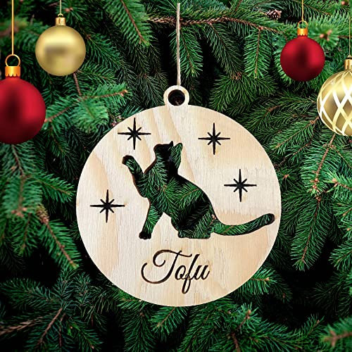 Personalisierte Katze Weihnachtsbaumschmuck Weihnachtsdeko Ornament Weihnachtsdeko aus Holz Weihnachtsbaum Deko Weihnachtsdekoration Ornament Holz Christbaumschmuck mit Katzennamen