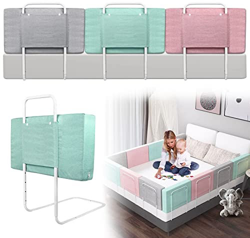 UISEBRT Bettgitter Bettschutzgitter für Kinder 60cm 5-Loch Höhenverstellbar - Bett Rausfallschutz Kinder, Kinderbettgitter für Familienbett und Kinderbett (60cm, Grüner See)