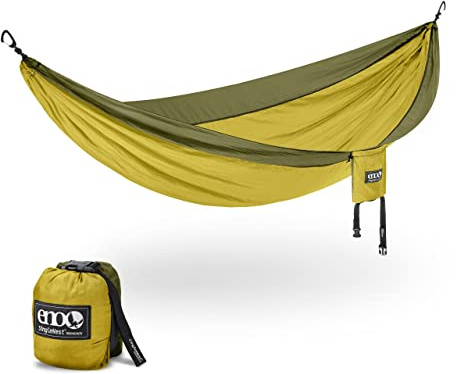 ENO SingleNest Hängematte, leicht, 1 Person, tragbare Hängematte, für Camping, Wandern, Rucksackreisen, Reisen, Festival oder Strand, Melone/Olive
