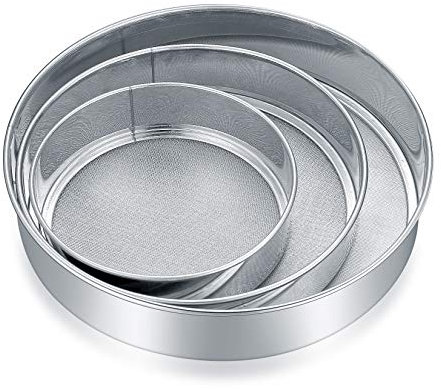 3 Piezas, 3 Tamaños - Tamices de Harina, Colador de Harina Fina Tamiz de Reposteria, Tamices Tamiz de Malla de Acero Inoxidable Manual para Hornear de Malla Fina, Redondo
