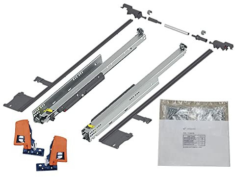 BLUM MOVENTO TIP-ON 760H Schubladenschienen, 350mm Vollauszug 40kg, 1 Paar inkl. Kupplung und Seitenstabilisierungs-Set
