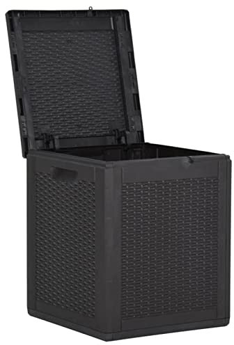 Tidyard Garten Aufbewahrungsbox Holzoptik Kissenbox Gartenbox Auflagenbox Gartentruhe Kissentruhe Truhe Box Spielzeugkiste Wasserdicht 43 x 44 x 51 cm 90 L Schwarz