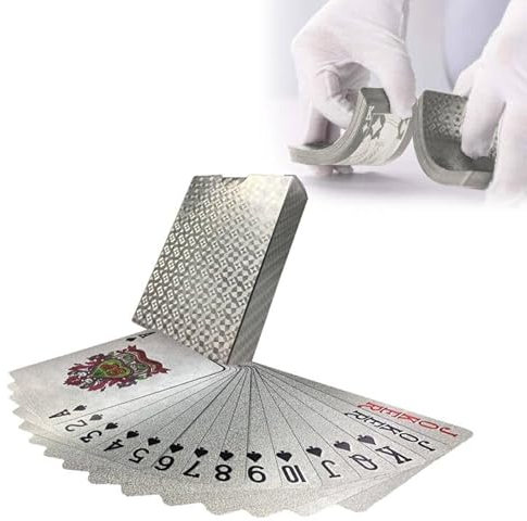 Carte Poker Professionali Impermeabili - Set da Gioco per Feste e Magia - Mazzo Argento