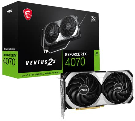 MSI Tarjeta gráfica Gaming GeForce RTX 4070 12GB GDRR6X 192-Bit HDMI/DP Nvlink TORX Fan 4.0 Ada Lovelace Architecture (RTX 4070 Ventus 2X 12G OC)