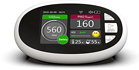 Samnuerly Monitor de Calidad del Aire, Detector de Dióxido de Carbono CO2 Pm2. 5 Medidor de Aire Tuya Smart WiFi Versión Versión en inglés