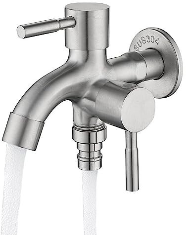 Robinet De Jardin À Double Sortie 1/2 Robinet D'extérieur Double En Acier Inoxydable Résistant À La Rouille Kit De Robinet Extérieur Robinet De Jardin Robinet D'extérieur Pour Jardin, Ménage,