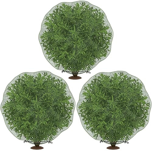 codree 3 Pcs Deer Netting for Shrubs- 7.8 x 7.8 Ft Deer Plant Netting Cover- Reusable Garden Plants Mesh Netting to Protect Undershrub Plant from Deer, Birds and Other Animals