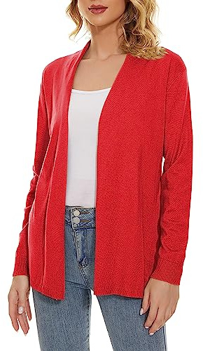 Satuun Women's Casual Open Front Lightweight Cardigan Long Sleeve Breathable Soft Drape Duster