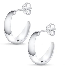 Amberta Damen 925 Sterling Silber Dicke Ohrringe