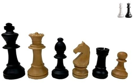 Piezas de ajedrez Europa plomadas competición - Tamaño 4, Color Negro, Acabado Mate, Ideal para Aficionados y Clubes, Piezas de ajedrez para niños y Adultos, Piezas de ajedrez