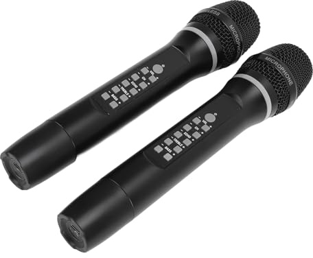Alomejor Microphone karaoké sans Fil, Double Système de Micro Dynamique Portable pour la Maison et L'extérieur