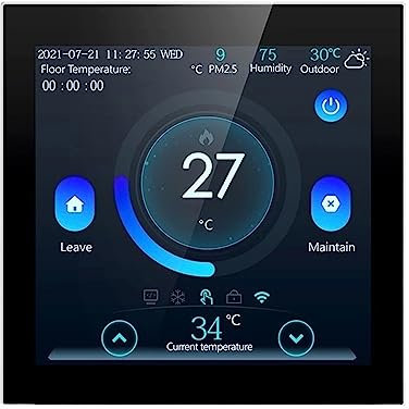 Thermostat Intelligent Thermostat de Plancher Intelligent, contrôleur de température de Chauffage électrique/Eau WiFi, Travail Intelligent (Color : WiFi ElectricHeating)