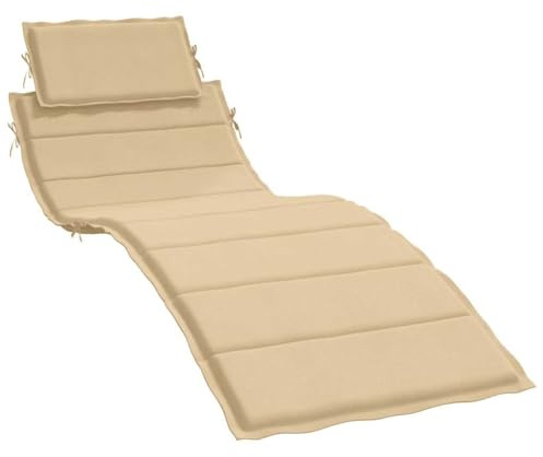 vidaXL Liegenauflage, Auflage Polster für Sonnenliege Gartenliege, Polsterauflage Kissen für Gartenmöbel Liegestuhl, Melange Beige 186x58x4cm Stoff
