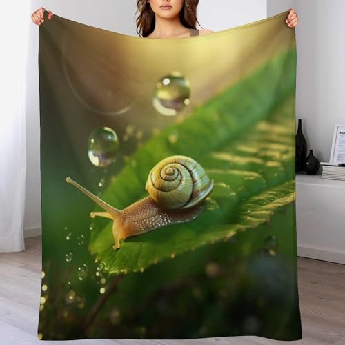 PAZZK Schnecken Decke,Vier Jahreszeiten Weich Wohndecke Decke Schlafdecke Sofadecke Plüschdecke Pelzdecke Printdesign Couchdecke Flannel Bett Decke（180×200cm）