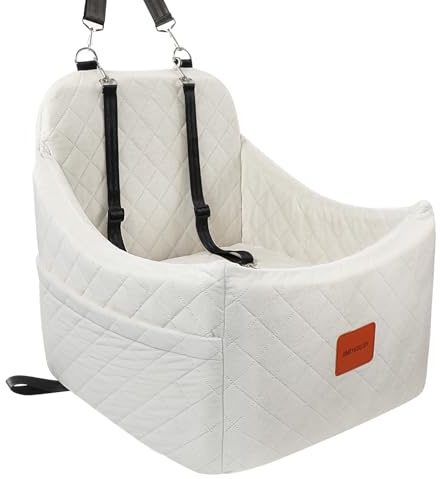 INDYBUD Asiento de coche para perros pequeños/medianos, durabilidad y apoyo, asiento de coche para mascotas de varias esponjas completas, vista de Google en viaje para perro de cama elevadora, lavable
