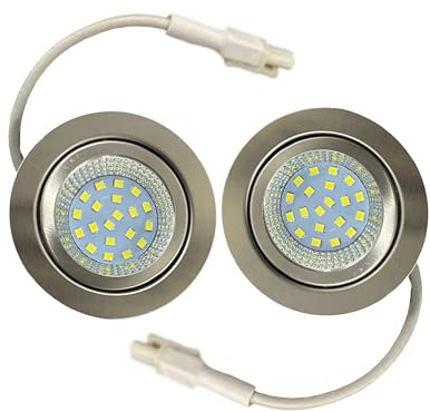 RUEHALF 2-delad Spisfläkt Glödlampa LED 2,5W 220-240V For 60mm Hål Kök Under Skåp Skåpbelysning 20W Halogenlampa Ekvivalent(Warm White 3000K)