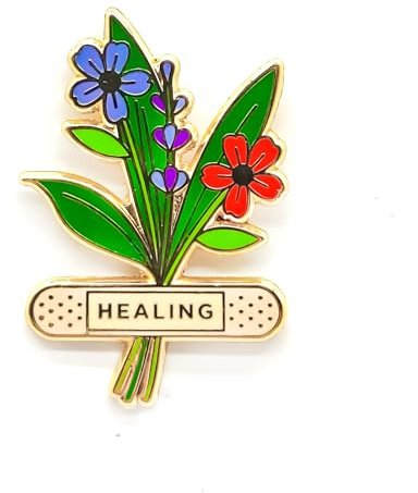 Healing Mood Bandage Flower Badge Pin - Flower Series - Enamel Lapel Pin - Plated Badge for Clothing, Bags, and Lanyards