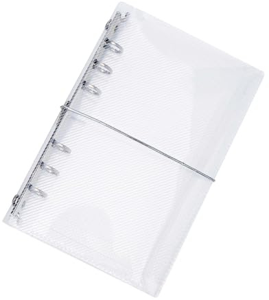 AxeWoodz Clear A6 Trifold Binder with Bandage Loose Leaf 6 Ring Transparent Cash Stuffing Personal Planner