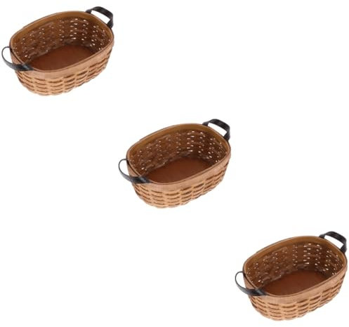 MAGICLULU 3 Pz Cestino Porta Pane Cestino Per Il Pane in Legno Cestino Del Pane Cesto in Legno Contenitore Per Articoli Vari Cestino Da Tavolo Intrecciato Cesto Di Frutta Pelle