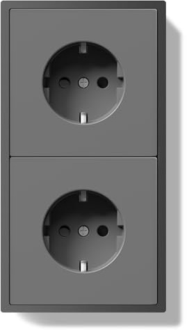 BSEED Enchufe Pared, Enchufe Doble Empotrable de PC con Garfio, Enchufes Gris 2 Gang 150 * 80mm
