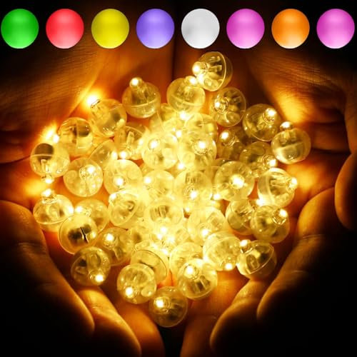 Bacxzomx Lot de 120 ballons lumineux à LED, mini boules lumineuses LED, clignotantes, lumières de fête pour lanterne en papier, Noël, anniversaire, carnaval, bar, club, décoration (jaune chaud)