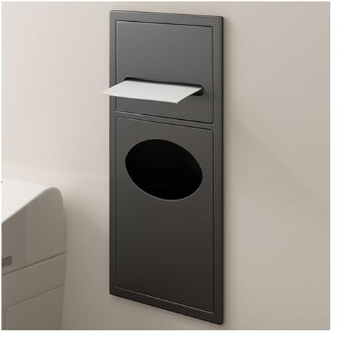 Étagère de douche murale encastrée en acier inoxydable noir avec poubelle étanche grande taille 52 x 20 x 13,5 cm