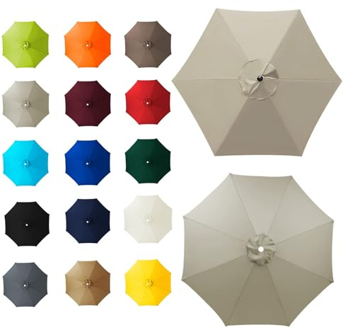 6 Arms/8 Arms Umbrella Replacement Canopy, Replacement Canopy, Replacement Parasol Cover, Sun Umbrella Replacement Cloth, Many Colours, for Patio Market Table, Patio, swimming Pool(Top color,6ribs:2.5