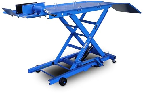 Bituxx Motorrad Scheren Hebebühne Motorradheber Motorradbühne Lift Hydraulisch mit Fußpumpe, 360 kg Belastbar, Werkstattbühne mit Radsicherung und Auffahrrampe