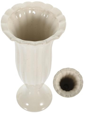 QUMIIRITY Vase Commémoratif De Colonne Romaine Grosse Taille en Céramique Blanche, Pot De Fleurs Funéraire pour Tombe, Contenant à Fleurs pour Cimetière Extérieur, Décoration De Jardin