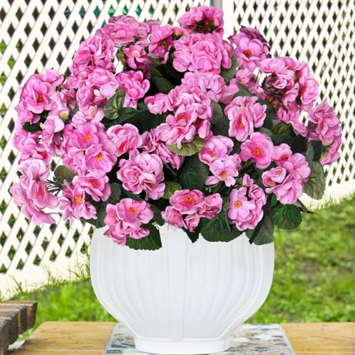 Kainonnan 6 paquetes de geranios artificiales para exteriores, plantas falsas, geranios artificiales, flores artificiales para exteriores, patio, porche, hogar, jardín, decoración interior y exterior