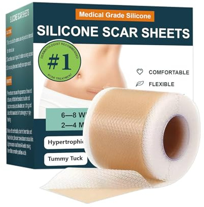 Fogli In Silicone Per Cicatrici - Fascette In Silicone Per Cicatrici | Cerotti Traspiranti Riutilizzabili Lunghezza 150 cm Per Cheloidi Ustioni Viso Riduzione Seno Addominoplastica