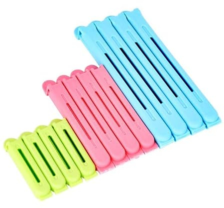 GoXanthyll 12 PCS Pinzas Bolsas Alimentos, 3 Color Clipe de Saco de Plástico, 7/11/16 cm Clip de Cierre de Cocina Multicolor Reutilizable de Plástico
