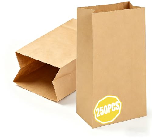 Crisgus 250 små bruna kraftpapperspåsar 9 x 5,5 x 18 cm godis | Små bruna kraftpapperspåsar för hemlagade adventskalender, godis och presenter, praktiska gör-det-själv presentpåsar