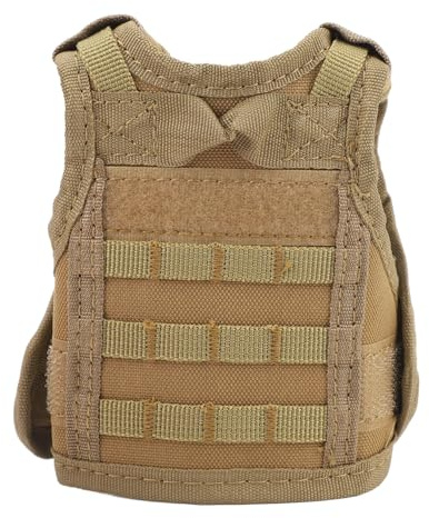 The Puffy Vest, Mini Beer Vest Nylon Beverage Cooler Holder Bottle Sleeve Jacket for Beer Decoration Keep Drinks and Beverages Cold (Khaki)