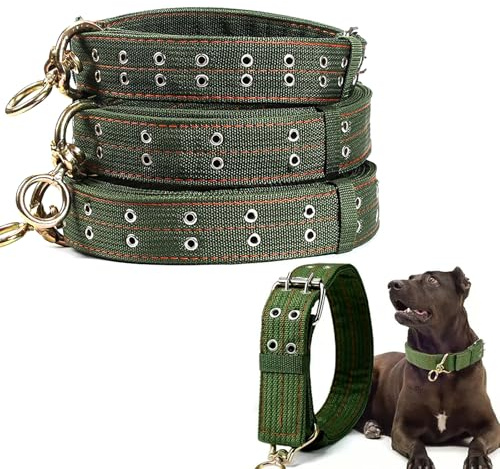 4 Stück Verstellbares Dickes Hundehalsband, Tierhalsband, Schafhalsband | Taktisches Hundehalsband mit Griff, Metallschnalle, Doppellagiges Nylon, für Pferd, Schaf, Rind, Hund, Kamel