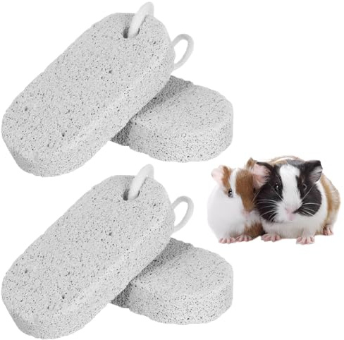 OIXEYA 4 pièces Jouet Lapin, Pierre de broyage minérale Pour dents de rongeurs, Jouet à mâcher Animaux, pour Lapin Hamster Petits Rongeurs Chinchilla Cochon d'Inde Perroquet