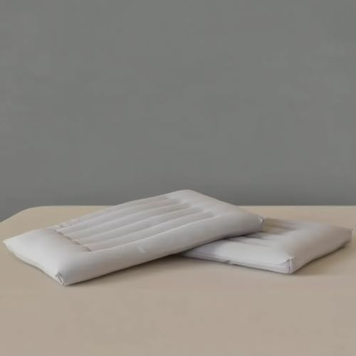 Oreiller ultra fin pour adultes, coussin plat bas en coton doux pour soulager le cou, oreiller plat respirant pour les dormeurs sur le dos et le ventre (gris, allongé, 6 cm)