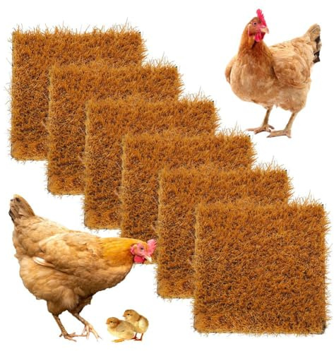 Jooehyer Reusable Hens Nest Boxes Washable Chicken Nesting Pads 6Pcs Chicks Nesting Pads Artificial Grass Rug