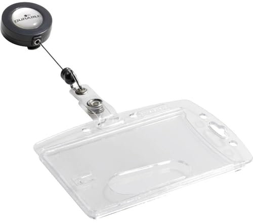 Durable Namensschild Hartbox mit Jojo Ausweiskartenhalter, 10 Stück, transparent, 801219