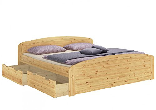 Erst-Holz® Funktionsbett Doppelbett 3 Bettkasten Rollrost 200x200 Holzbett Massivholz Kiefer 60.50-20