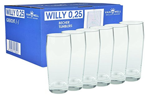 Juego de 6 cerveza willi taza (0,25 l, calibradas,