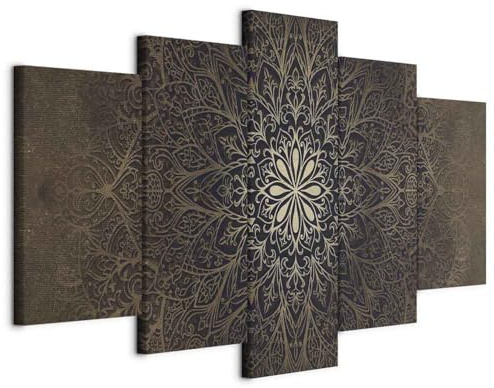 B&D XXL - Leinwandbild Mandala Ornament, 200x100 cm, 5-teilig, Schlafzimmer | Hochwertige Leinwand, sofort aufhängbar, ideal fürs Wohn- oder Schlafzimmer, wasserfest und lichtecht, langlebig, stilvoll