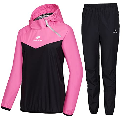 HOTSUIT Costume Sauna Femmes Pantalon Veste Amincissant Séance de Gym Sweat Suits Vêtements de Sudation Survêtement Sauna Rosé 2XL