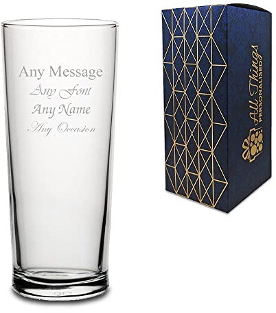 Personalised Engraved Senator Pint Glass, Gift Boxed, Personalise with Any Message
