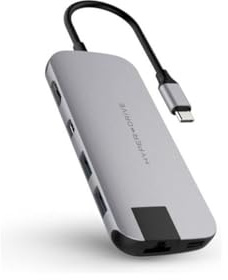 Targus HD247B-GRAY Hub USB-C HyperDrive Slim 8 en 1 Carga rápida con USB-C Power Delivery de 60W - Gris