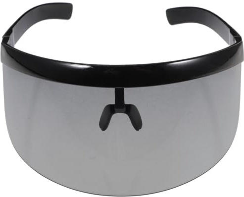 VORCOOL, Übergröße futuristische Schild-Sonnenbrille, flache Oberseite, verspiegelt, Unisex, winddicht, Sonnenschutz für Männer Frauen, Outdoor-Sport (schwarz)
