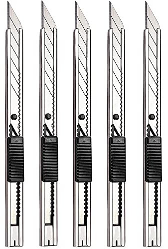 Gebildet 5pcs Rechte und Linke Hand Cuttermesser/ 9mm Abbrechklingen / 30 Grad Folienmesser/Teppichmesser/Grafikmesser/optimal für Folien,Tapete, Bastelarbeiten, Kartons