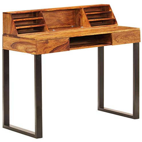 vidaXL Schreibtisch 110 x 50 x 94 cm Massivholz Akazie und Stahl